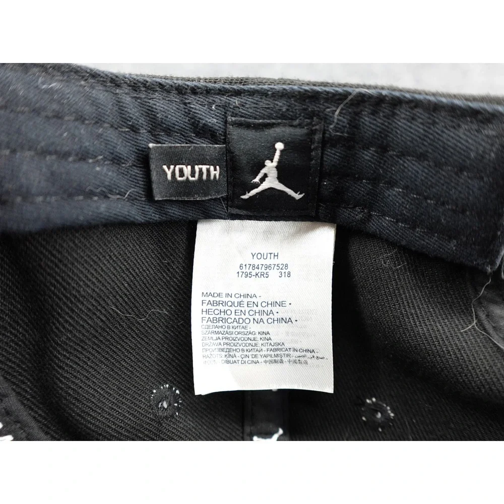 Jordan Snapback Hat Youth OS Black Jumpman Embroidered Logo 617847-967528
